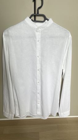 Lindbergh Hemd Weiss, Slim Fit, Kragenlos, Grösse 37/38