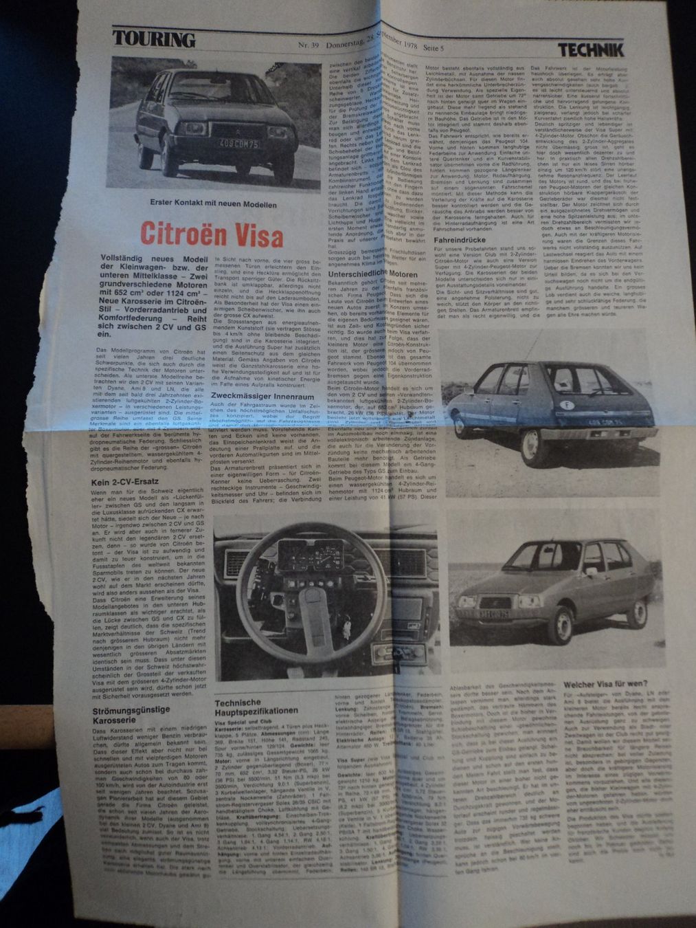 Citroën Documenti: Prospekt Test AR Citroen Visa 1978 – Usato da Schwarzenburg venduto da modelCARama 1