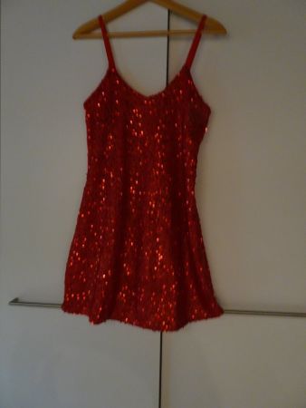 NEUES festliches Kleid rot mit Pailletten Gr. XS - 225117