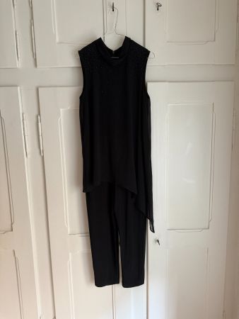 WALLIS - Chiffon Layering Jumpsuit schwarz 38