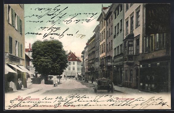 Cartoline postali: Schaffhausen, Vordergasse mit Geschäfte – Usato da Berlin venduto da bartko-reher