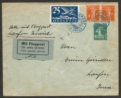 Flugpost Schweiz 1924 Laufen Zürich ab Frankreich Sonderflug