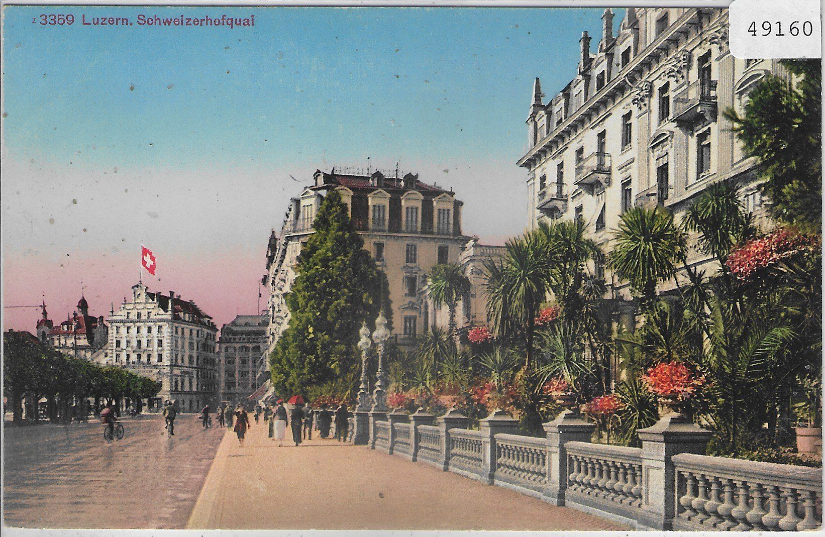 Cartoline postali: Luzern - Schweizerhofquai - animee - Litho – Usato da Ettingen venduto da Kartenplanet