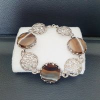 Silber Armband 925, Vintage mit Achat, Jugendstil?