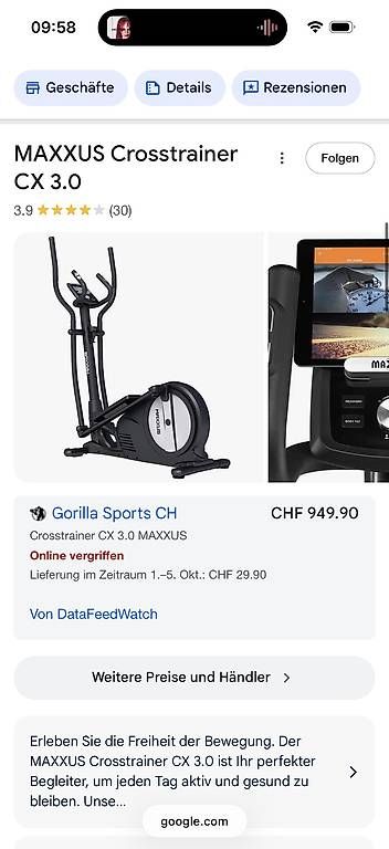Maxxus Vélos d'appartement: Crosstrainer Maxxus  CX 3.0 – D'occasion à Horgen par Corinna.Laura 4