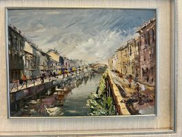 Canal in Milan Eugenio Mantegani
