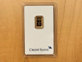 1g Goldbarren Credit Suisse, Fine Gold neuversiegelt