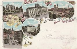 St.Gallen-Litho-Karte gelaufen 1898-Militärstempel.