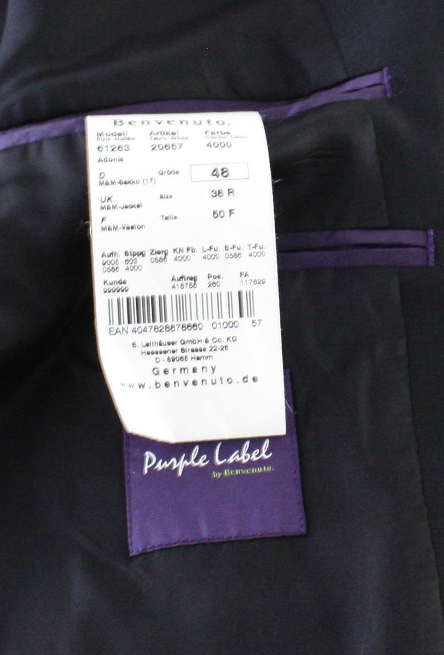 Completi: Benvenuto Purple Label Anzug Gr. 48 – Usato da Belp venduto da caramel-secondhand 3