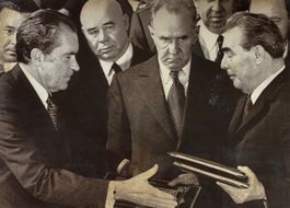 USA Präsident Richard Nixon und Leonid Breschnew, UdSSR