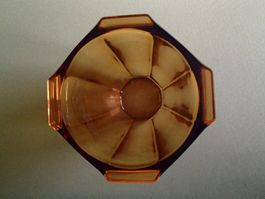 honiggelbe Art Deco grosse kubistische Vase aus Glas