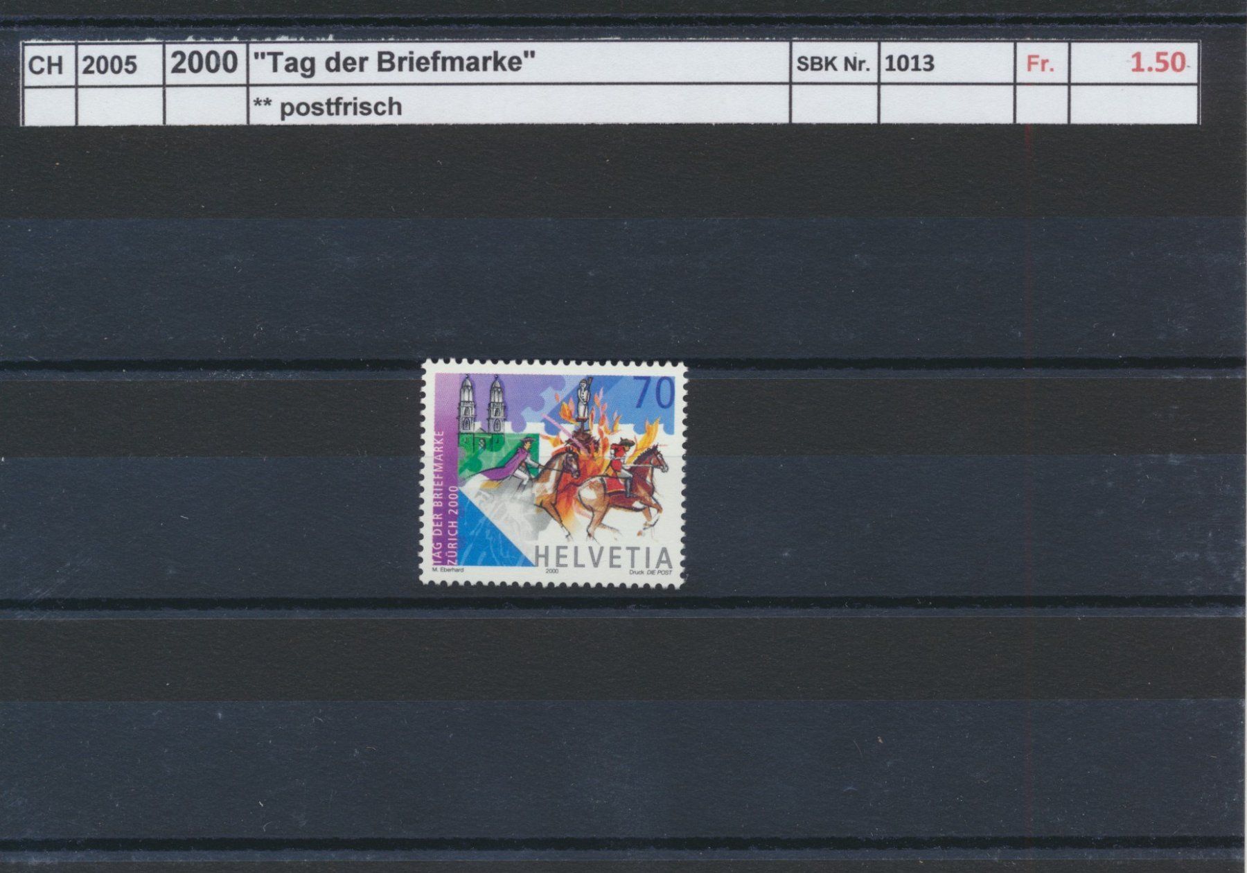 Tutti i francobolli: 2000 "Tag der Briefmarke Zürich", ** postfrisch – Nuovo (secondo la descrizione) da Winterthur venduto da Zupogeru