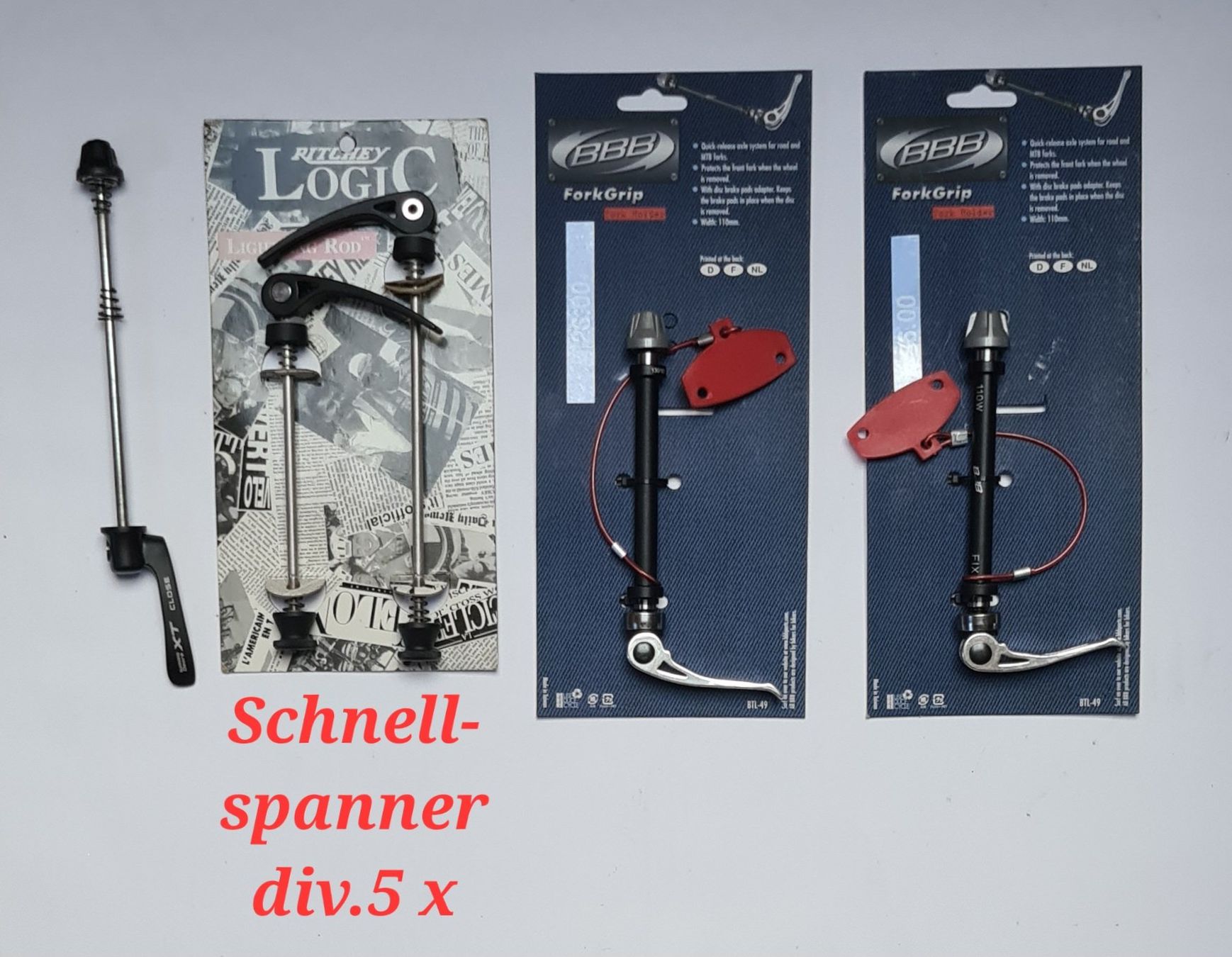 Ritchey Pezzi di ricambio: Konvolut Schnellspanner Ritchey Logic,BBB ForkGrip, 5 x NOS – Nuovo (secondo la descrizione) da Schaan venduto da Hermann-Ciclisport 1