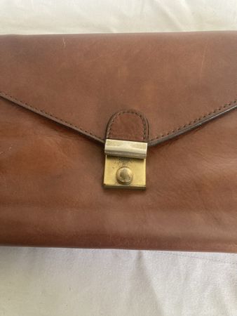 Vintage Leder Clutch / Handgelenktasche, Top Zustand!