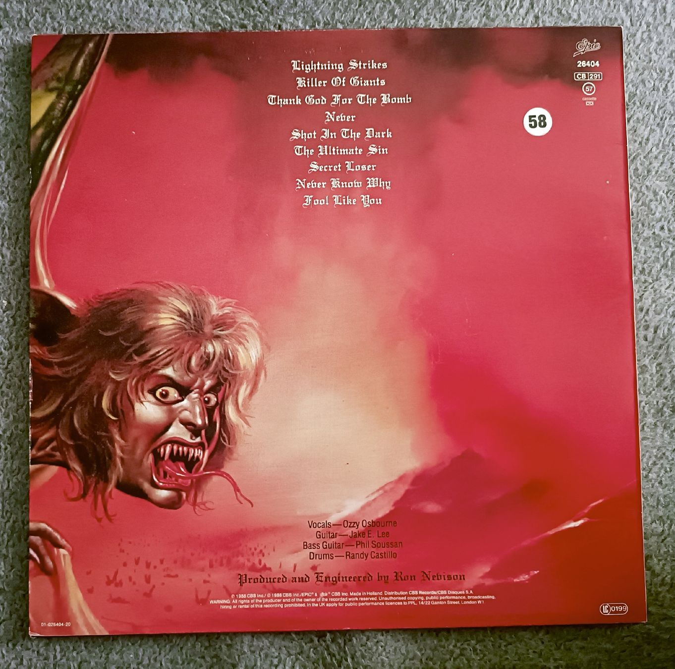 Dischi in vinile: OZZY OZBOURNE - The Ultimate Sin LP – Usato da Luzern venduto da cryptonic79 1