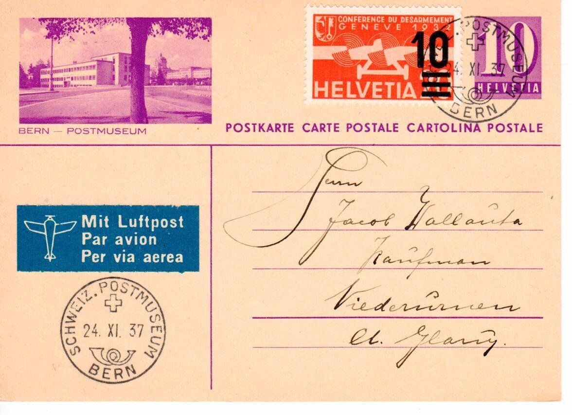 Alle Briefmarken: Bildpostkarte Bern Postmuseum + Stempel 1937 – Gebraucht aus Wolhusen von Curver9