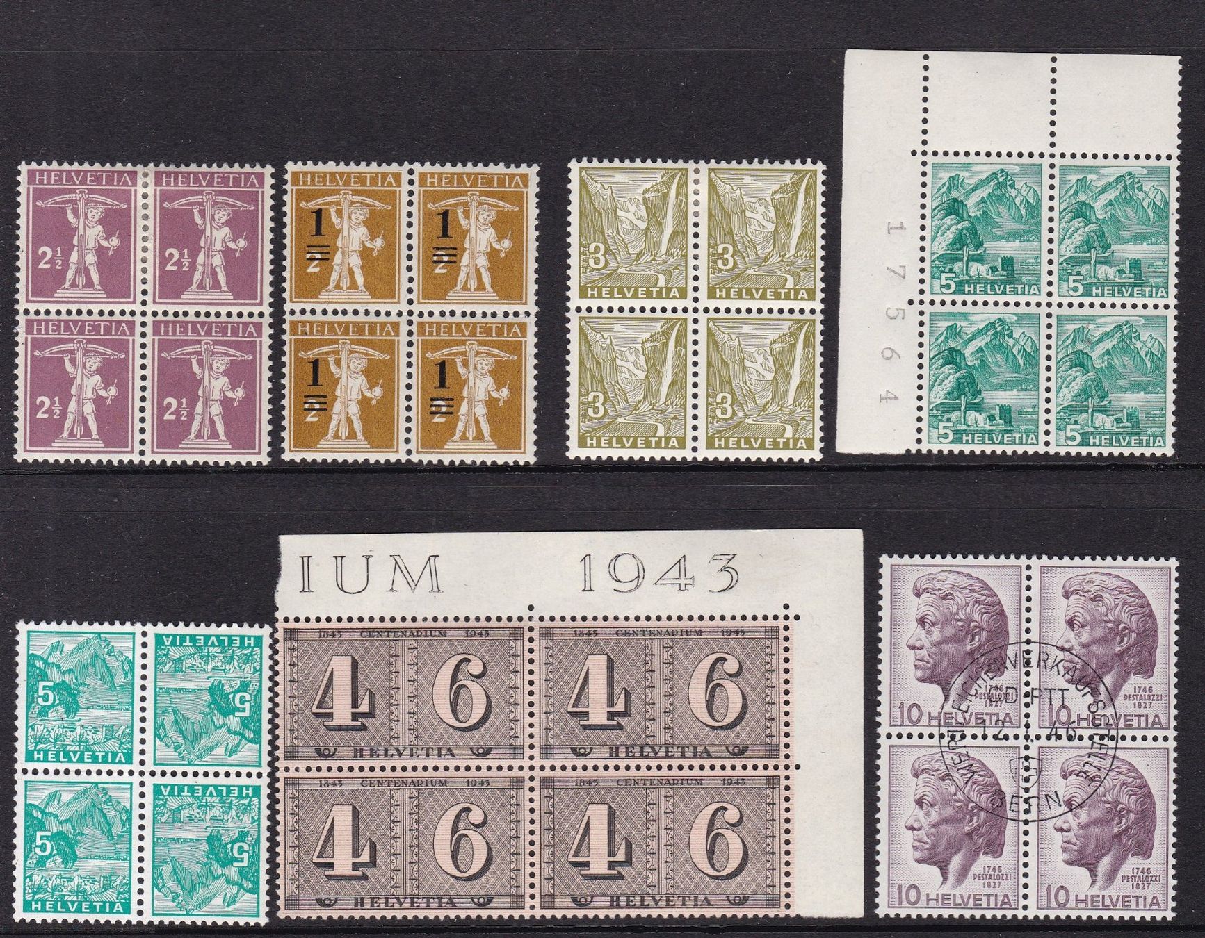 Alle Briefmarken: 26 Stk.CH Viererblocks ab Altschweiz – Gebraucht aus Münchwilen AG von Nesar