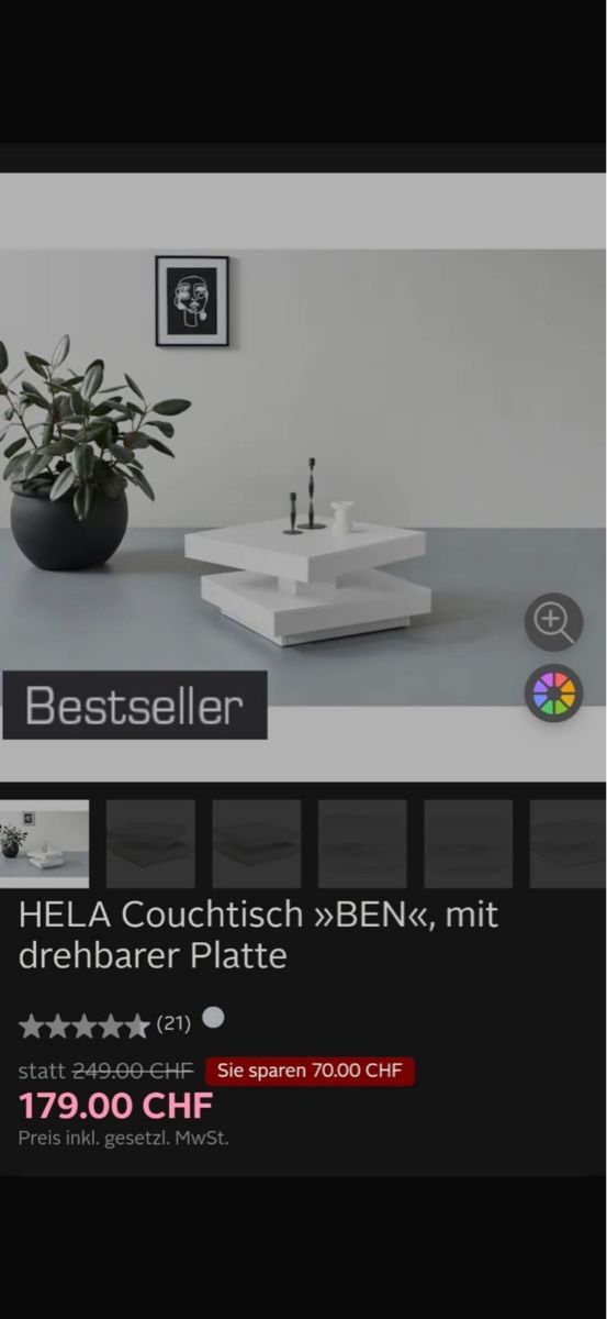 Tavoli: Couchtisch HELA "BEN" drehbar – Usato da Geroldswil venduto da wayra.f 7
