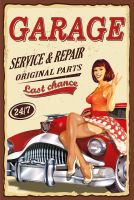 Blechschild-GARAGE 24/7 LAST CHANCE PINUP GIRL - 30X40CM