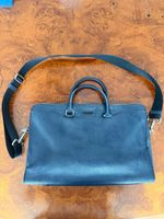 Coach Laptoptasche Leder dunkelblau, 5 Fächer + Gurt