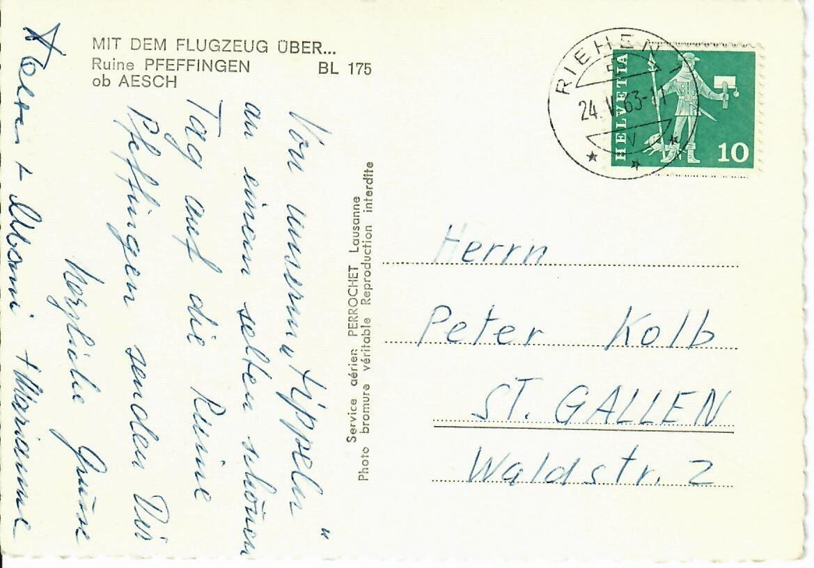 Ansichtskarten: Ruine Pfeffingen ob Aesch BL – Gebraucht aus Hochdorf von Ziegel-16 1