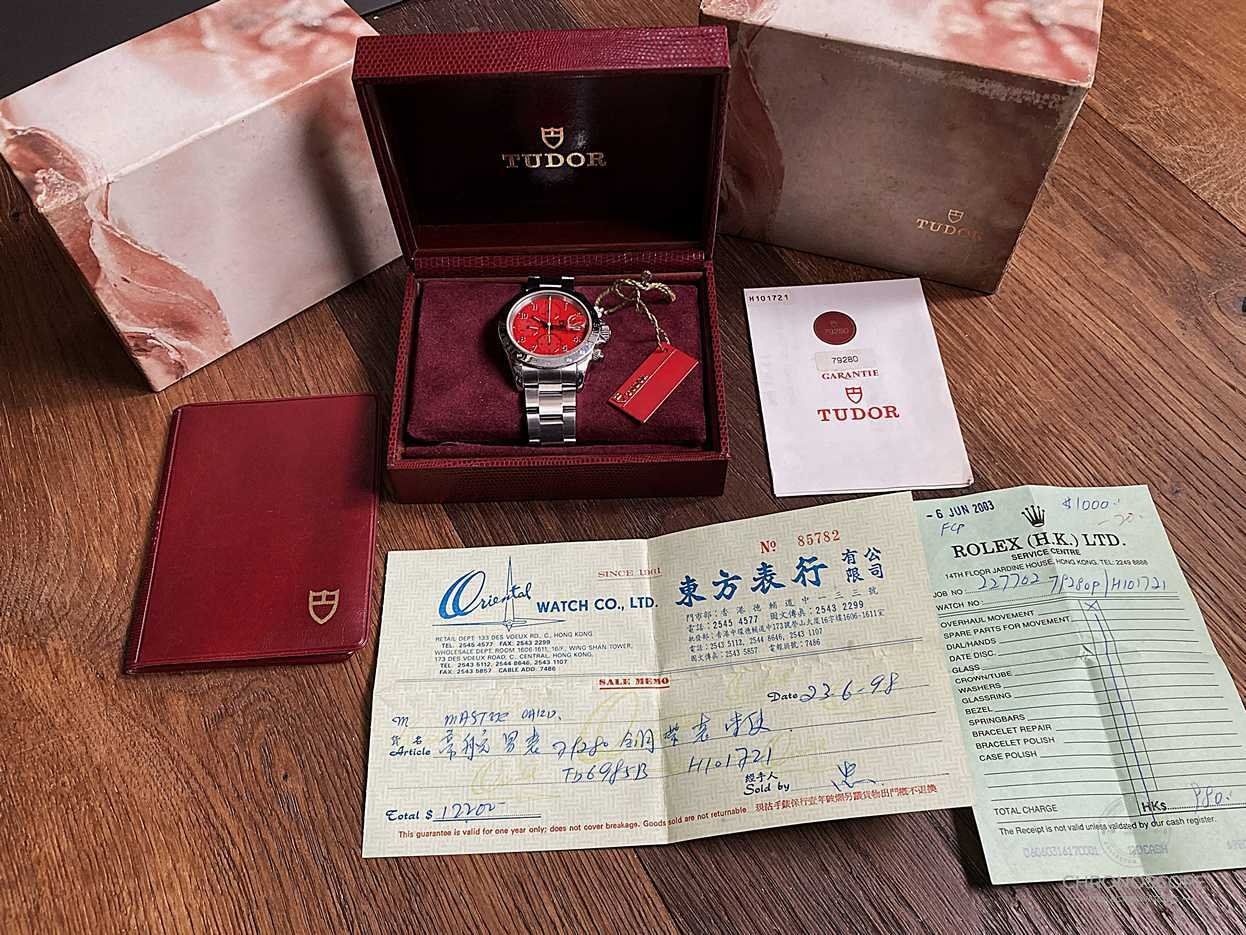 Tudor Orologi: Tudor Prince Date Chronograph with rare red dial, Ref. 79280 – Usato da Luzern venduto da ChronoScope6004 8