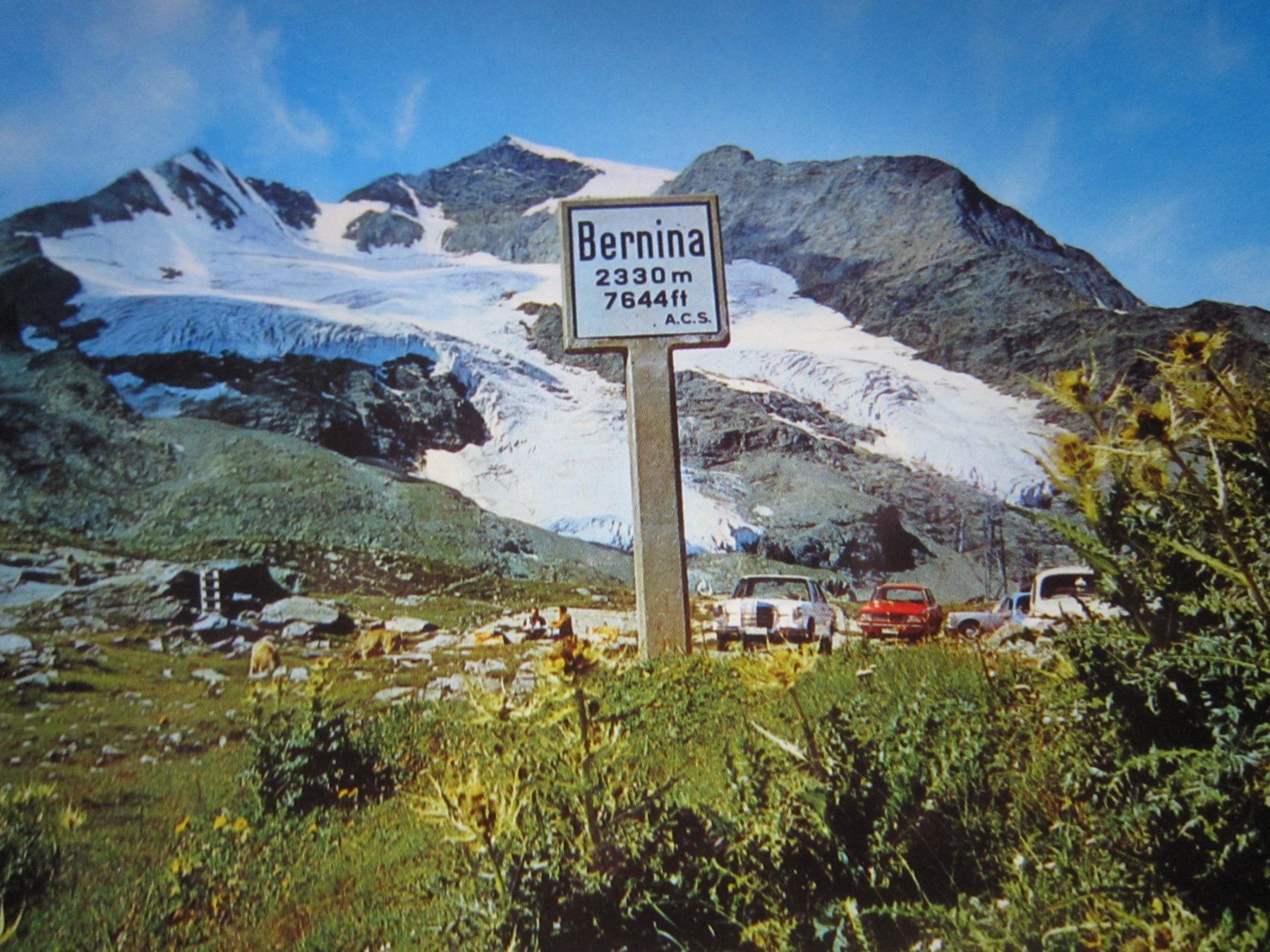Cartoline postali: Bernina mit Gletsacher und Boval Hütte – Usato da Gordola venduto da Polentaefung 2