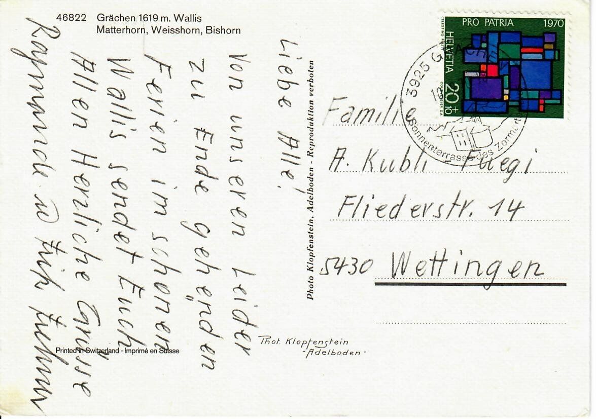 Ansichtskarten: Grächen – Gebraucht aus Hochdorf von Ziegel-16 1