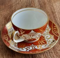 Mocca Tasse mit  Handmalerei Gold Rand guter Zustand