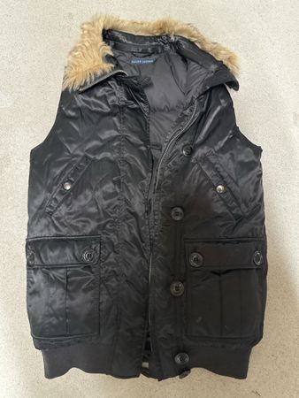 Ralph Lauren Daunenweste mit Fellkapuze, Schwarz, Gr. M