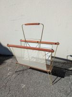 Vintage Zeitungsständer Lochblech Teak? Holz Design top mcm