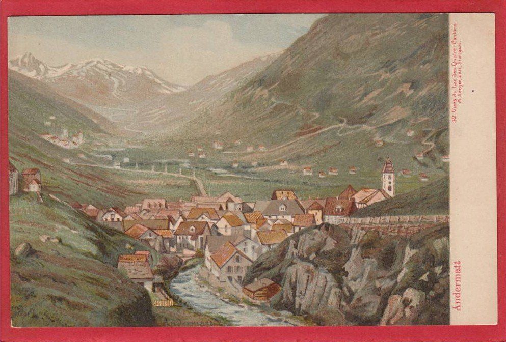 Cartoline postali: ANDERMATT, LITHO 1897 / 1905 – Usato da Grüningen venduto da Kartenlaube