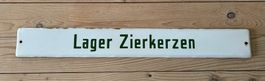 Altes Emailschild Lager Zierkerzen