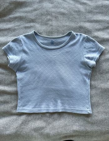 Brandy Melville Baby Blue Short Sleeve Crop Top - One Size