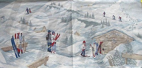 Tovaglioli: Serviette wintersport (w385) 2Stk. – Nuovo (secondo la descrizione) da Schlatt TG venduto da kreativ-atelier