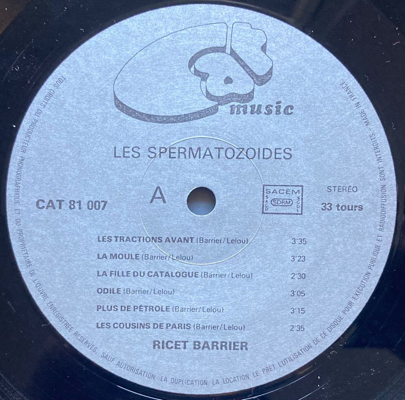 Dischi in vinile: RICET BARRIER - LES SPERMATOZOIDES – Usato da Poliez-Pittet venduto da Newtown-Records 2