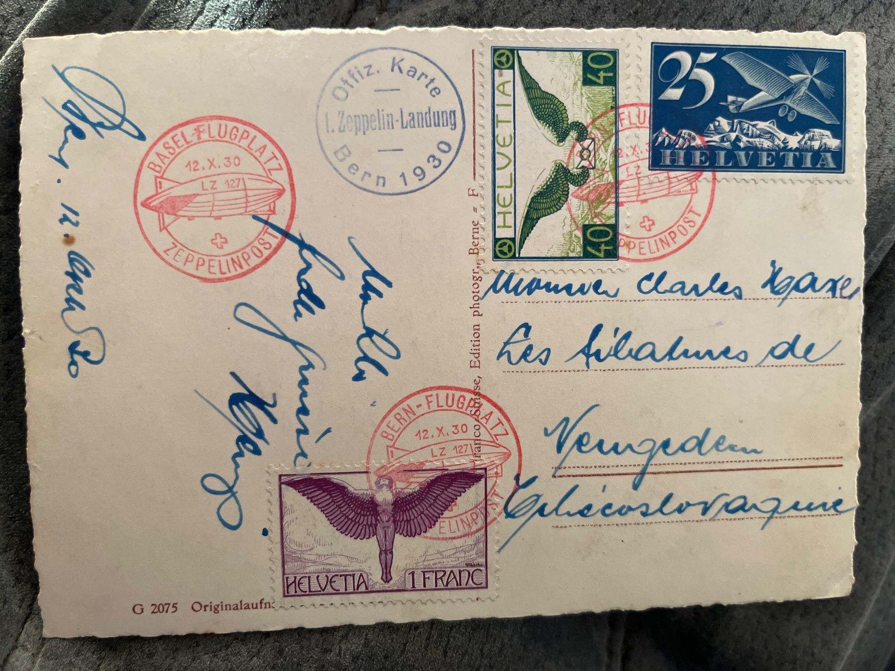 Tutti i francobolli: Zeppelin Schweizfahrt 1930 ab Bern nach Basel, nach Tschechi – Usato da Henggart venduto da Flaty1