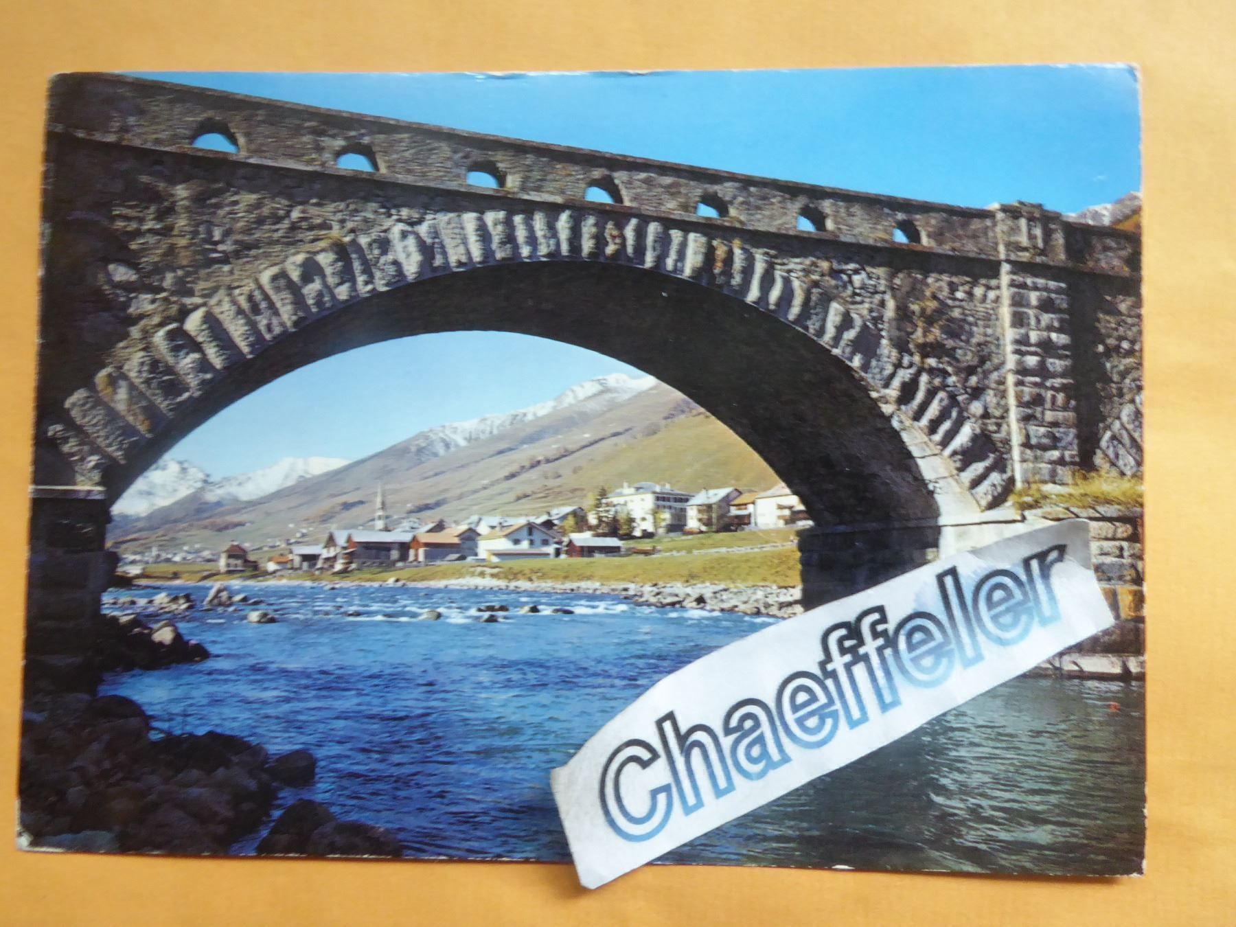 Cartoline postali: 1974  S-chanf Engadin.  Bei der Innbrücke – Usato da Zürich venduto da Chaeffeler