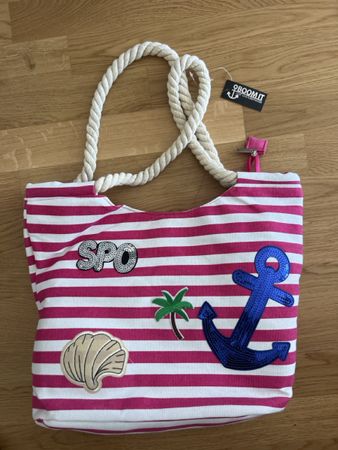 Pink Striped Beach Bag - New with Tags 