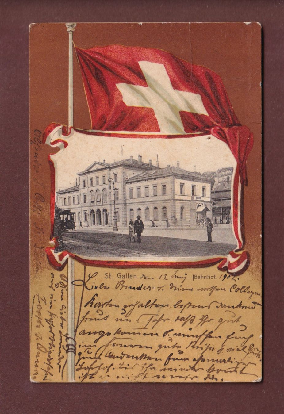 Cartoline postali: ST. GALLEN - Bahnhof - 1902 // Falte // – Usato da Pully venduto da nicecards