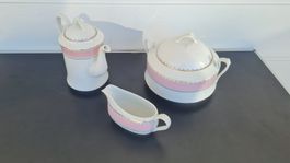 schönes Geschirr / Porzellan / Tikama / Pink-Weiss-Gold