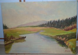 Öl auf Leinwand: Der Fluss in der Natur