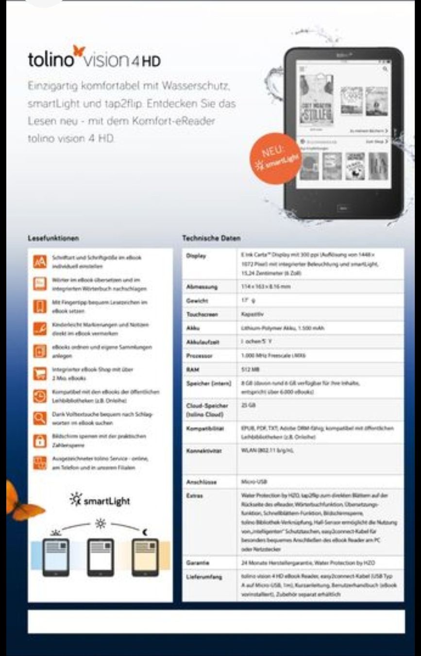 Tolino Tablet PC: Tolino Vision 4 HD- eReader – Usato da Auw venduto da Ilsole 1