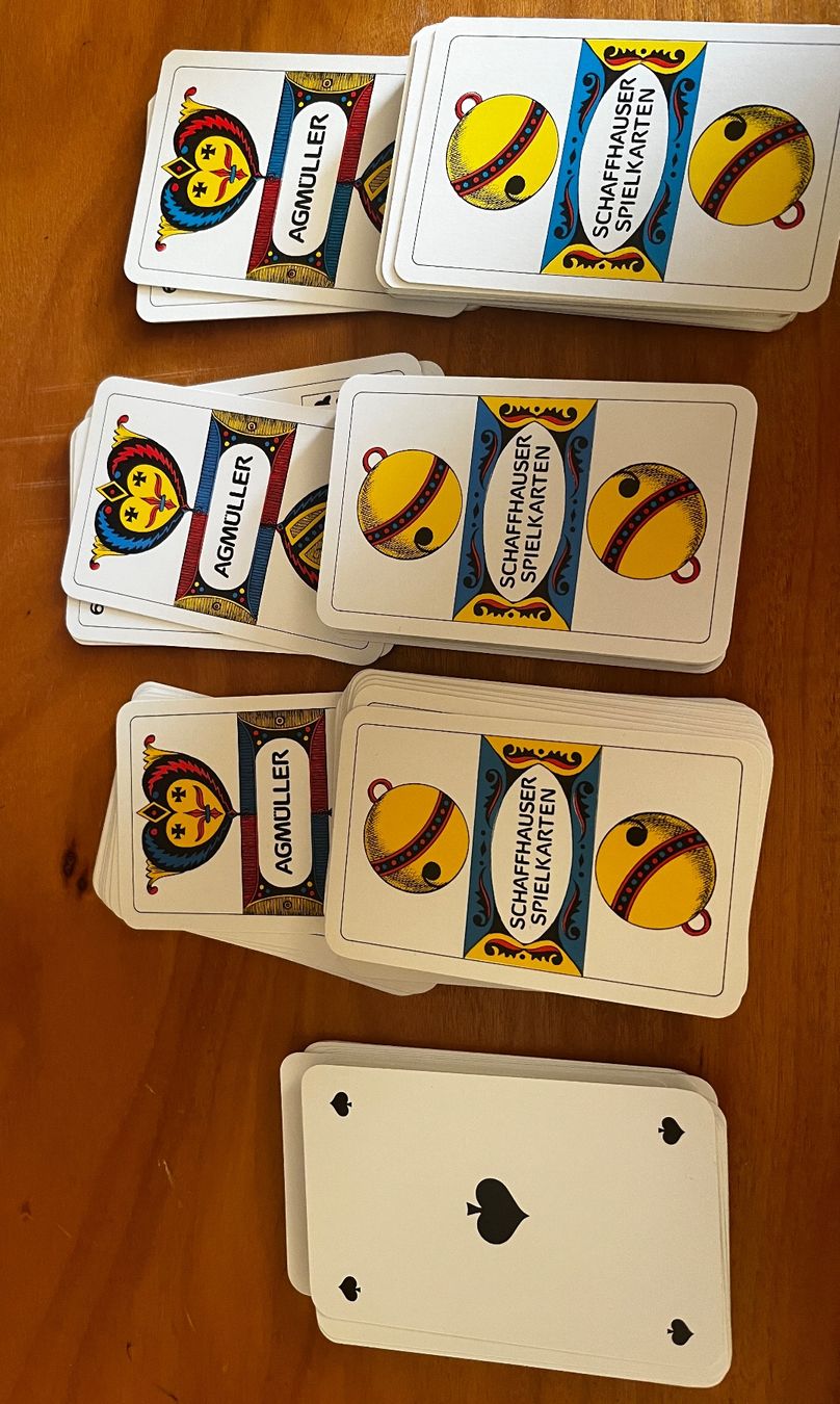 Spiele: Vier Schaffhauser Jass Spielkarten Sets, Werbung – Neu (gemäss Beschreibung) aus Zürich von suschi04