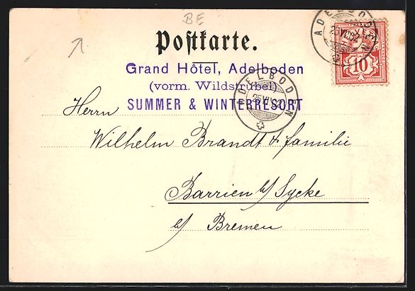 Ansichtskarten: AK Adelboden, Blick in den Ort, 1902 – Gebraucht aus Berlin von bartko-reher 1