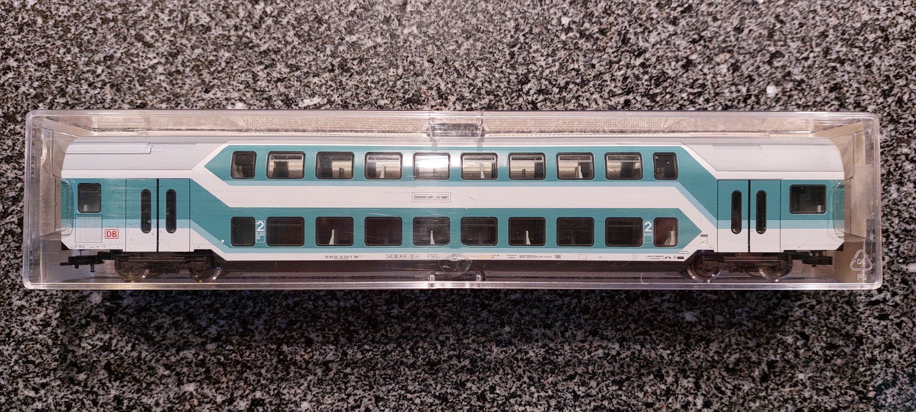 Fleischmann Modellini di ferrovie: Fleischmann 5125 K - 2. Kl. Doppelstockwagen der DB - "2" – Nuovo e nell'imballaggio originale da Rotkreuz venduto da MOBAHN-1zu87 5