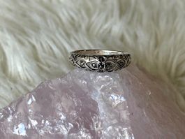 Eleganter Vintage Silberring 9252 mit filigranem Muster