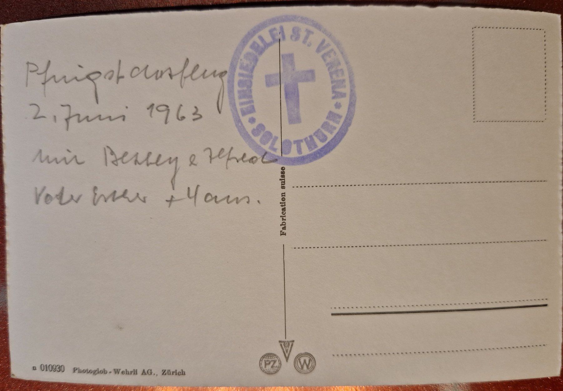 Cartoline postali: Solothurn . Einsiedelei 1963 – Usato da Melchnau venduto da Fishel 1