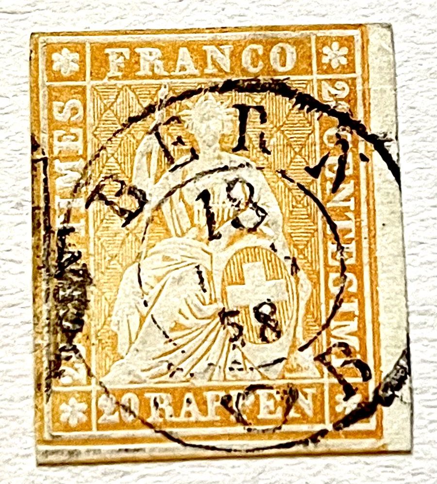 Alle Briefmarken: Strubel 25D Luxusstück – Gebraucht aus Basel von G.SALE.2
