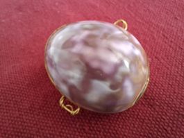 Muschel Schmuckdose oval mit Goldrand